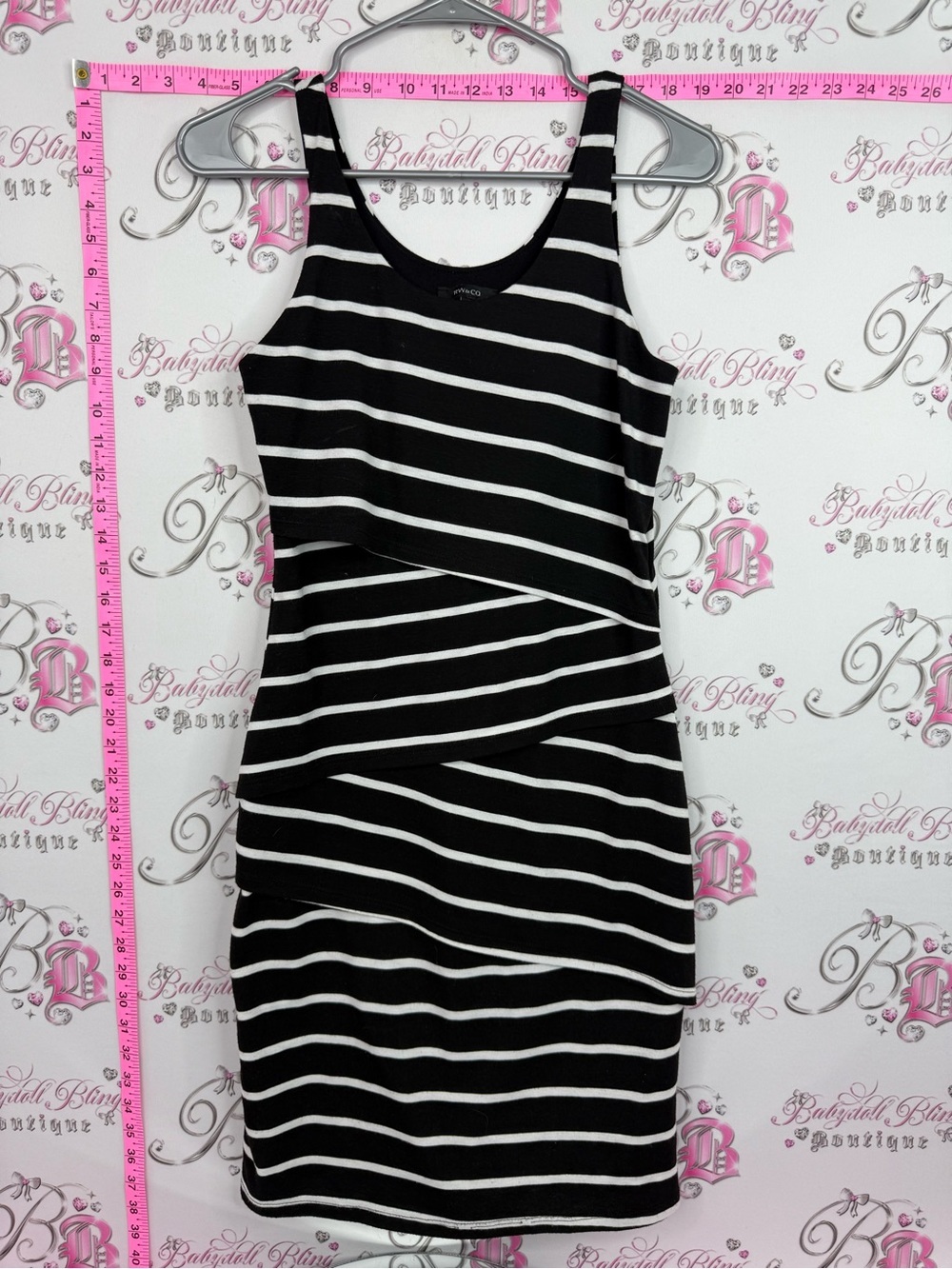 RW&CO. Dress Black and White Striped Tank Dress